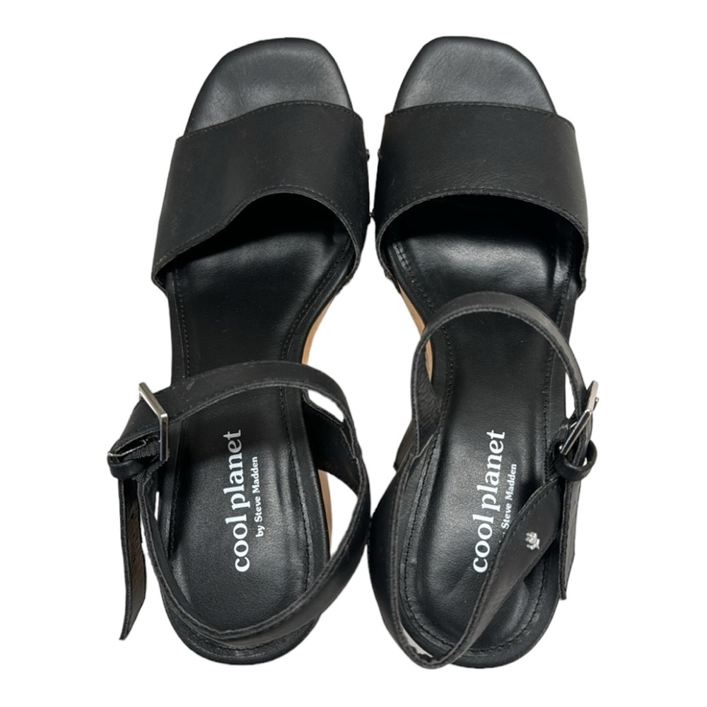 Steve Madden Cool Planet Rubyy Ankle Strap Platform size 7M Black 70’s - Picture 7 of 10